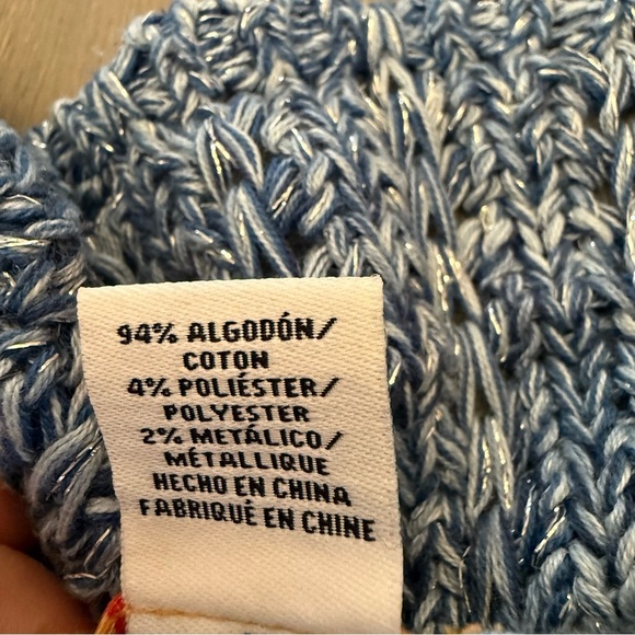 Ruby Rd Blue with silver metallic Short-Sleeve Cardigan knit size small women’s - Picture 8 of 15